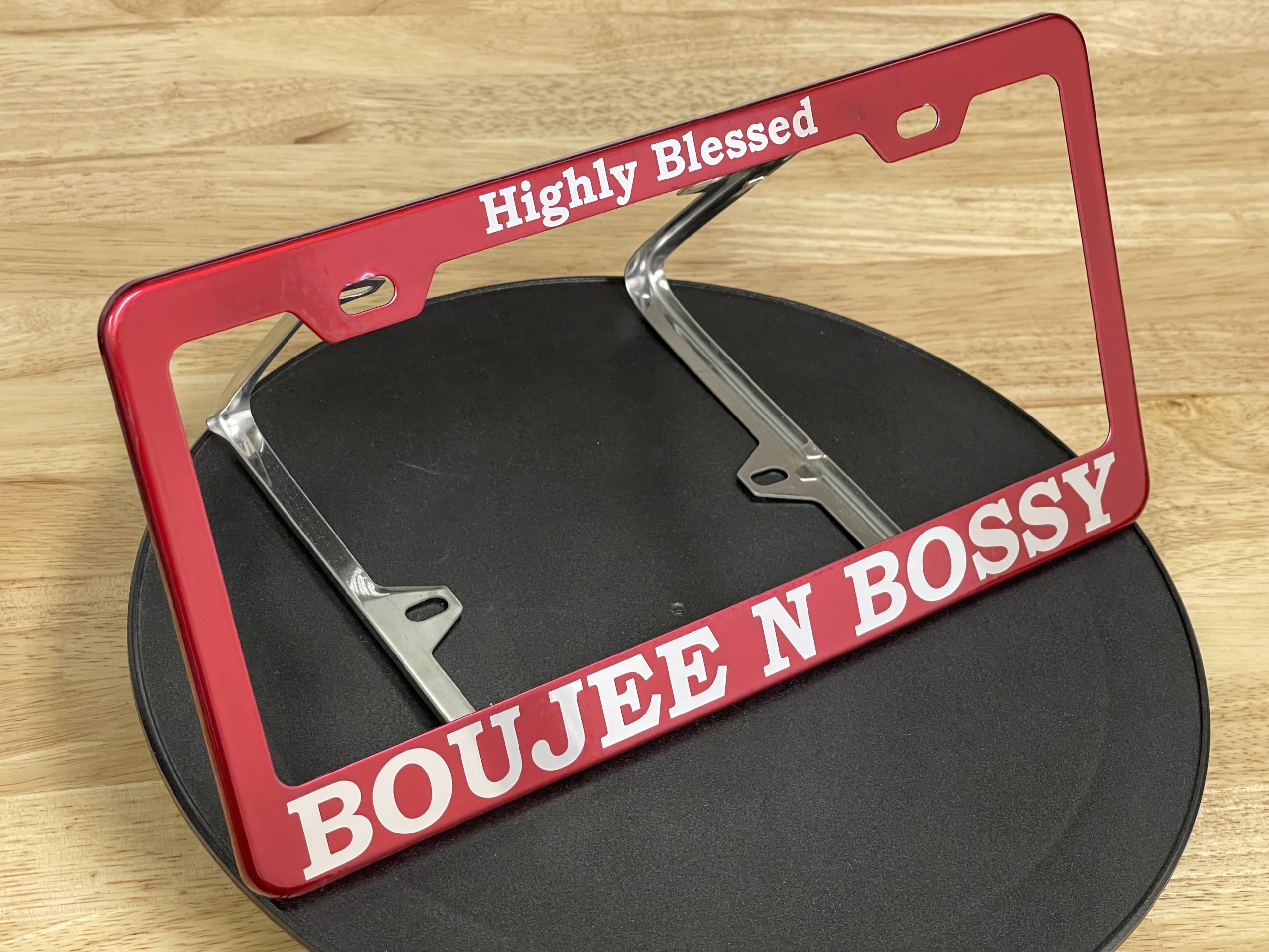 FAI Frame Ai Custom Personalized Laser Engraved T304 Stainless Steel Polish License Plate Frame Holder Bracket - Red - Image 2