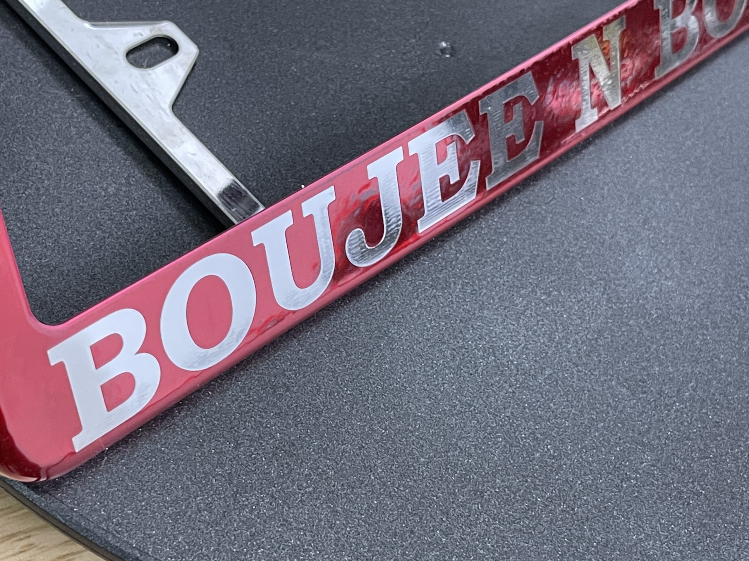 FAI Frame Ai Custom Personalized Laser Engraved T304 Stainless Steel Polish License Plate Frame Holder Bracket - Red - Image 6