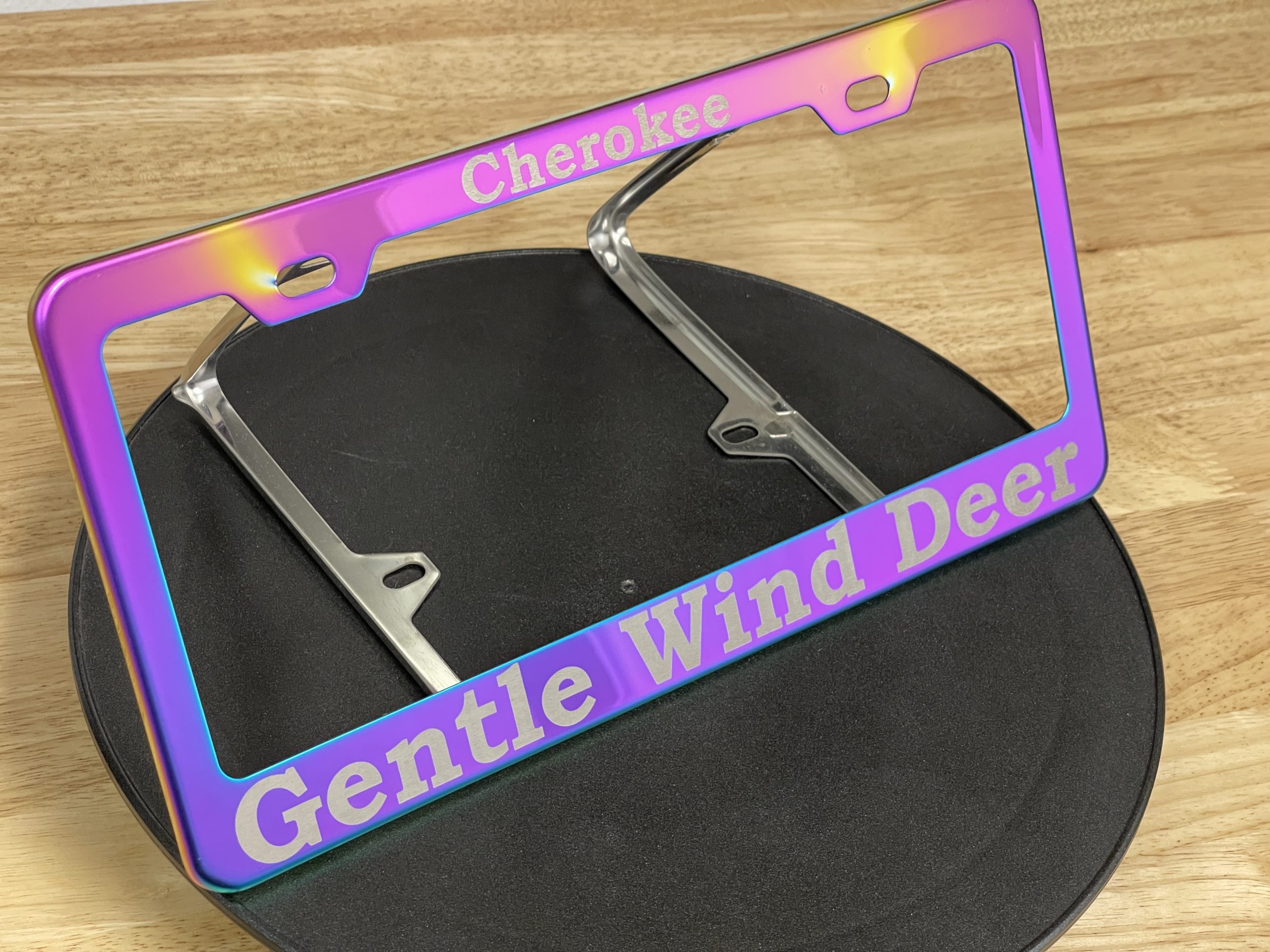 FAI Frame Ai Custom Personalized Laser Engraved T304 Stainless Steel Polish License Plate Frame Holder Bracket - Neo Neon Chrome - Image 3
