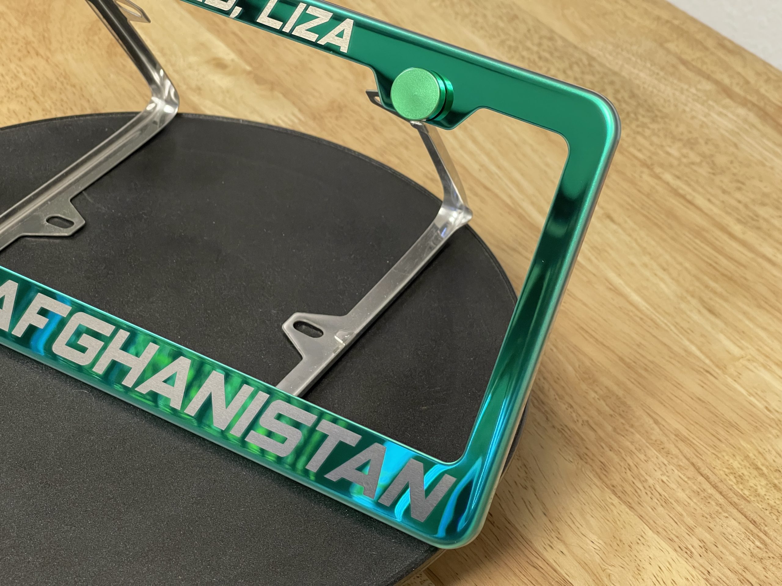 FAI Frame Ai Custom Personalized Laser Engraved T304 Stainless Steel Polish License Plate Frame Holder Bracket - Green - Image 6