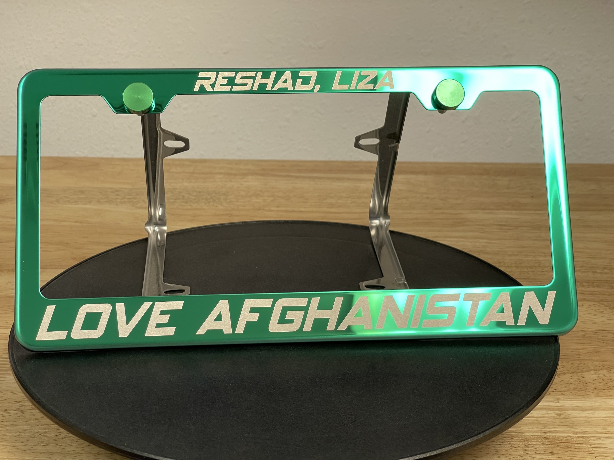 FAI Frame Ai Custom Personalized Laser Engraved T304 Stainless Steel Polish License Plate Frame Holder Bracket - Green - Image 4