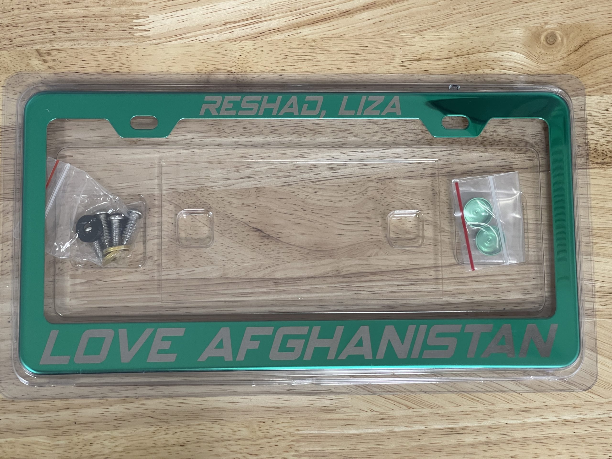 FAI Frame Ai Custom Personalized Laser Engraved T304 Stainless Steel Polish License Plate Frame Holder Bracket - Green - Image 3