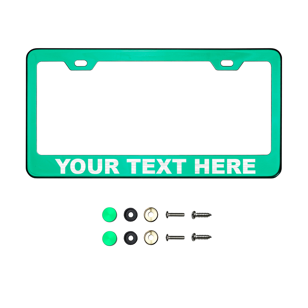 FAI Frame Ai Custom Personalized Laser Engraved T304 Stainless Steel Polish License Plate Frame Holder Bracket - Green