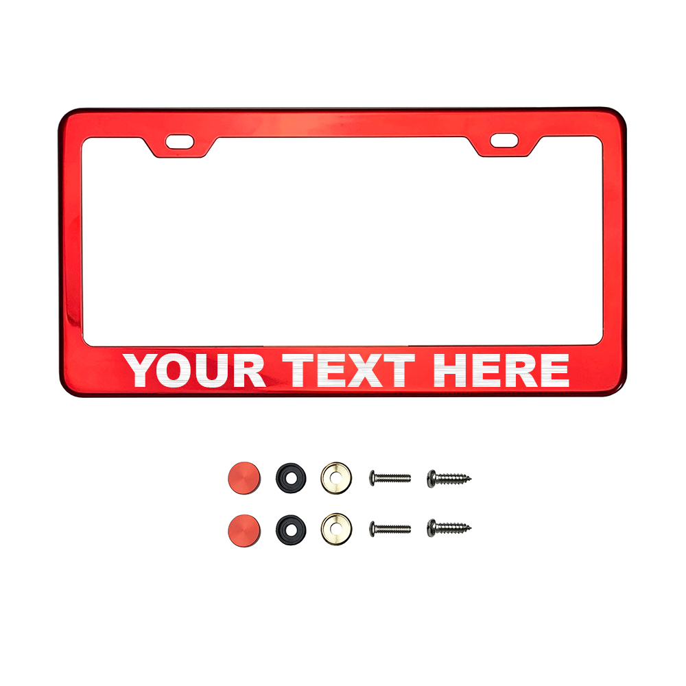 FAI Frame Ai Custom Personalized Laser Engraved T304 Stainless Steel Polish License Plate Frame Holder Bracket - Red