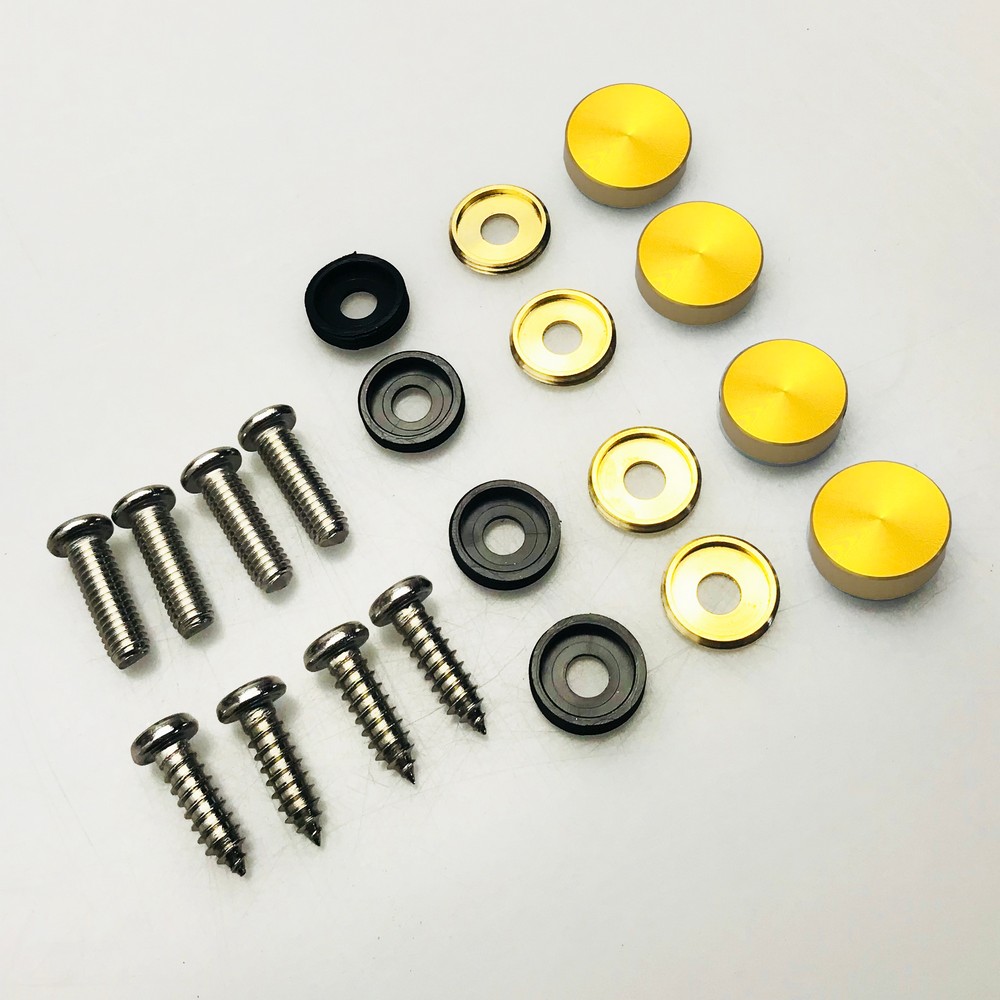 FAI Frame Ai Set of 4 Anti Rust Resistant Stainless Steel Screw Gold Aluminum Screw Caps for License Plate Frame - Image 2