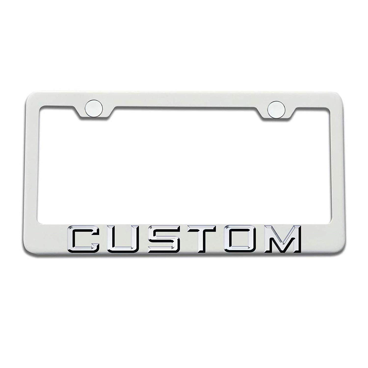 FAI Frame Ai 3D Text Personalized Metal Chrome Emblem Decals Polish Chrome T304 Stainless Steel License Plate Frame Holder Front Or Rear - White