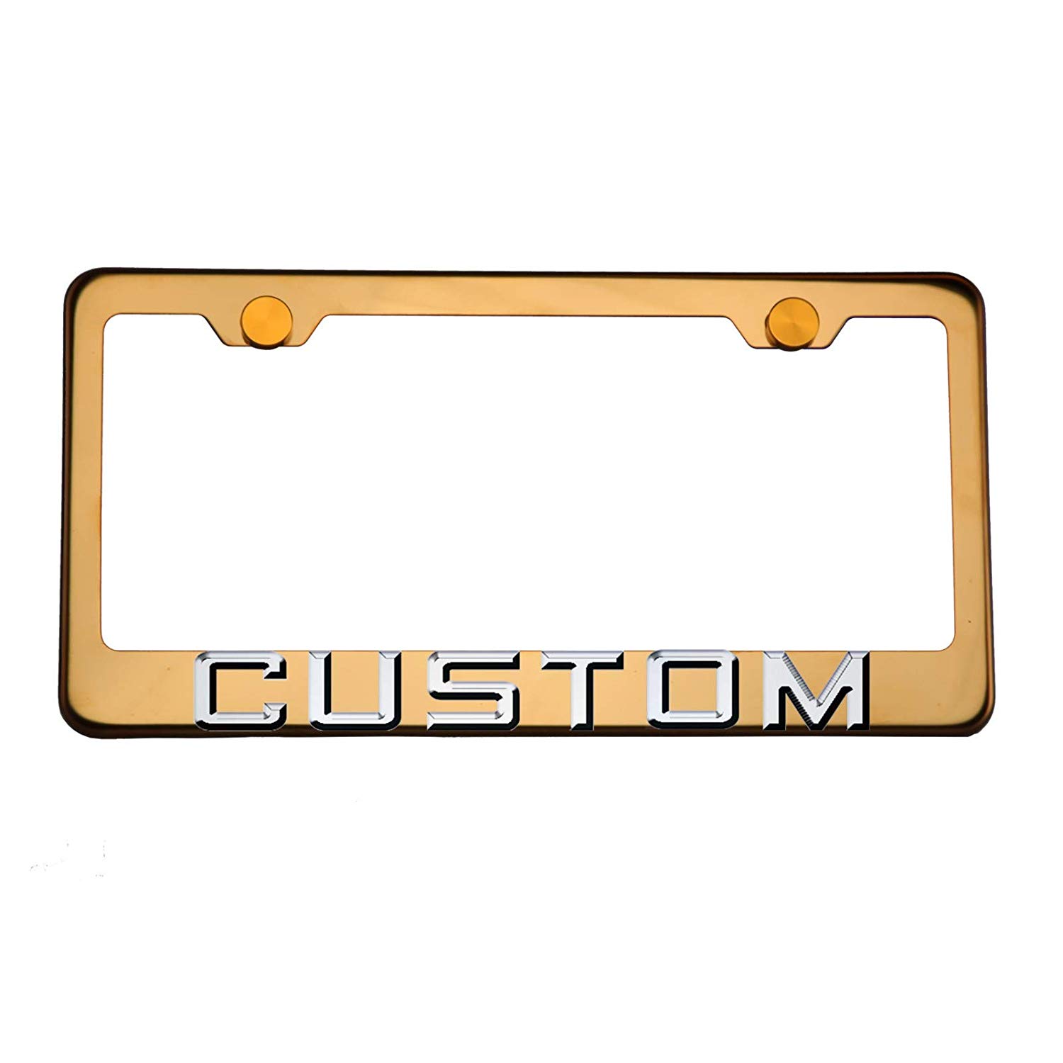 FAI Frame Ai 3D Text Personalized Metal Chrome Emblem Decals Polish Chrome T304 Stainless Steel License Plate Frame Holder Front Or Rear - Rose Gold