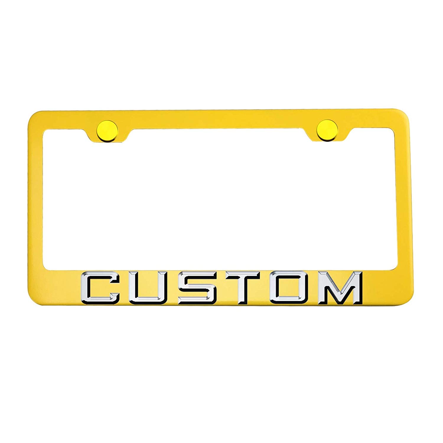FAI Frame Ai 3D Text Personalized Metal Chrome Emblem Decals Polish Chrome T304 Stainless Steel License Plate Frame Holder Front Or Rear - Yellow