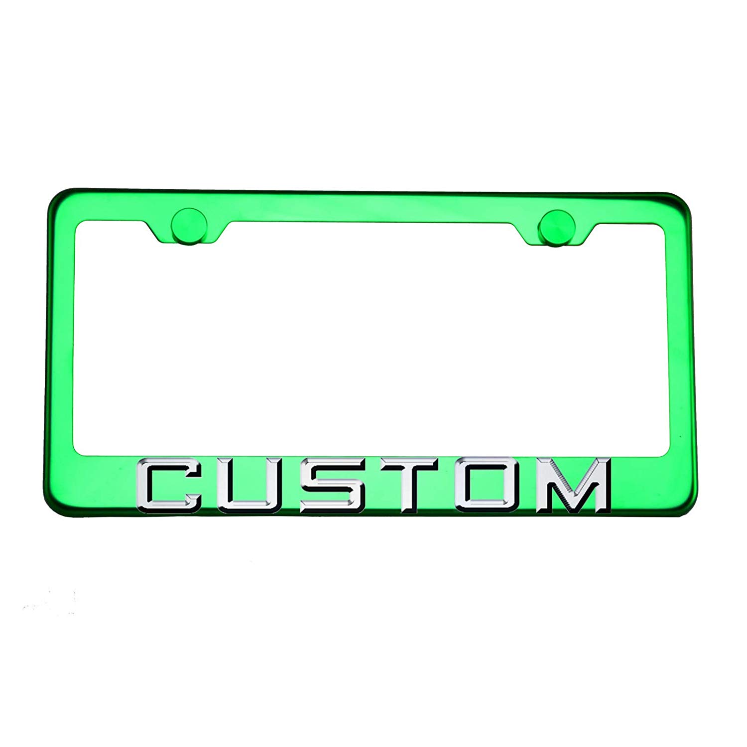 FAI Frame Ai 3D Text Personalized Metal Chrome Emblem Decals Polish Chrome T304 Stainless Steel License Plate Frame Holder Front Or Rear - Green