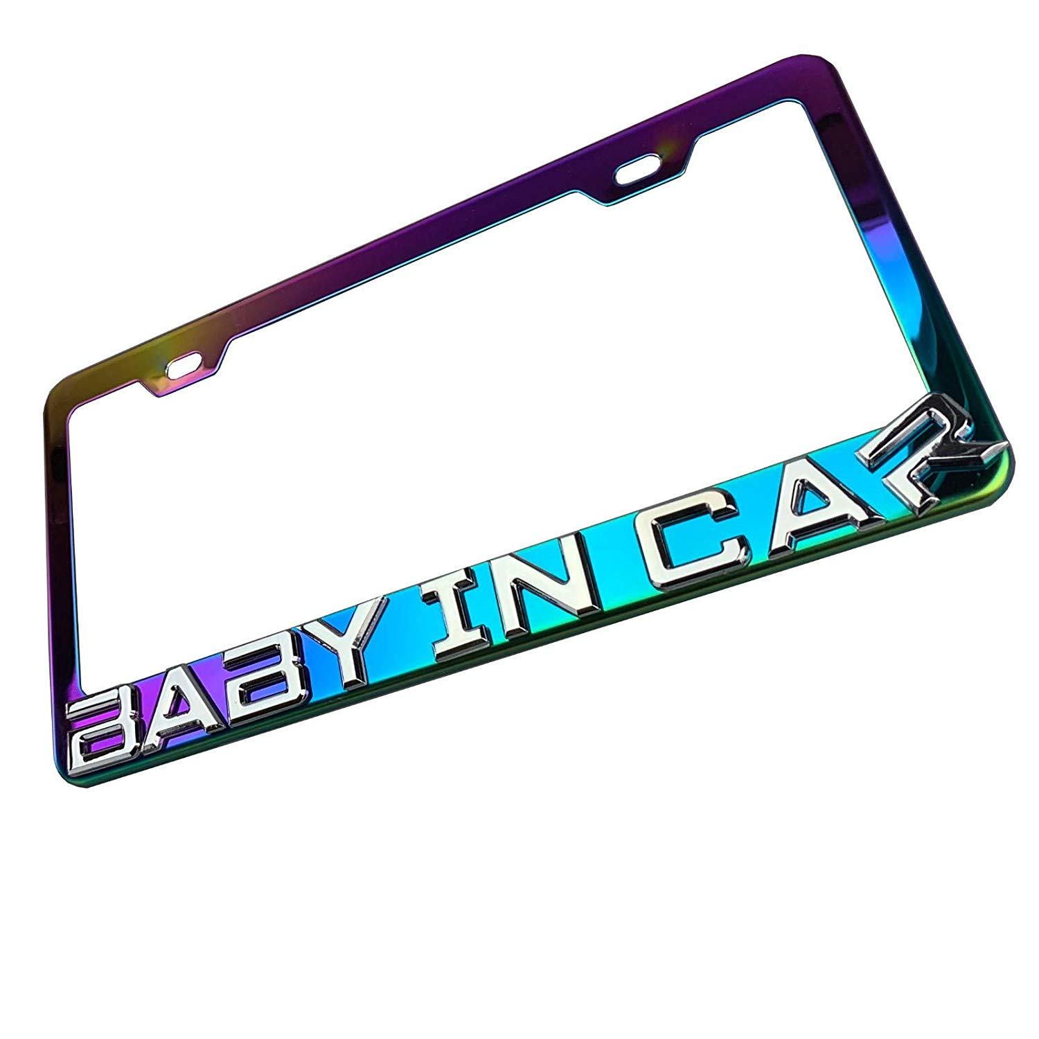 FAI Frame Ai 3D Text Personalized Metal Chrome Emblem Decals Polish Chrome T304 Stainless Steel License Plate Frame Holder Front Or Rear - Neo Chrome - Image 2