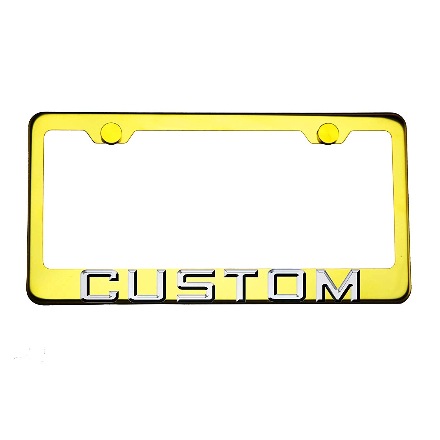 FAI Frame Ai 3D Text Personalized Metal Chrome Emblem Decals Polish Chrome T304 Stainless Steel License Plate Frame Holder Front Or Rear - Gold