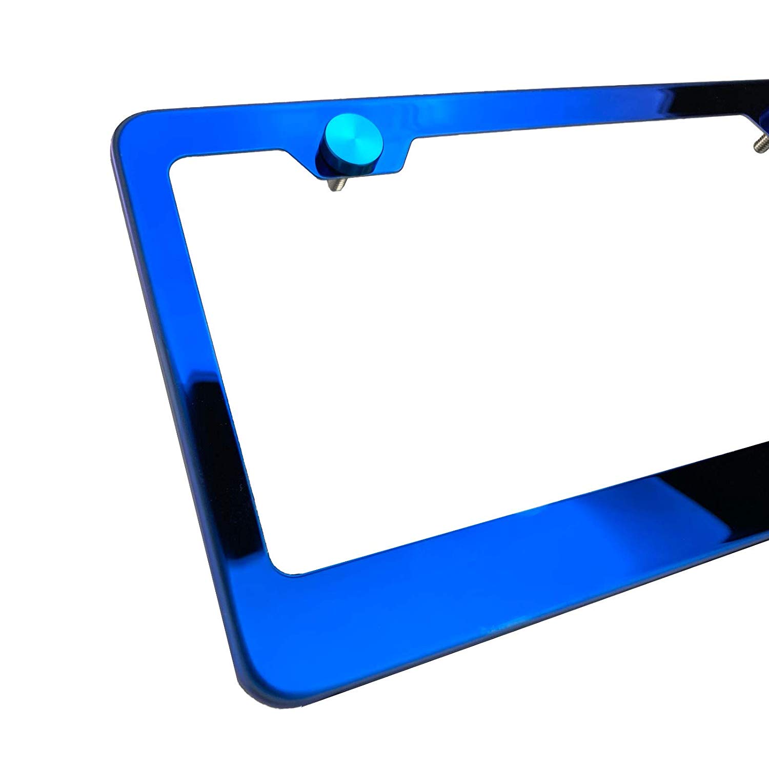 FAI Frame Ai 3D Text Personalized Metal Chrome Emblem Decals Polish Chrome T304 Stainless Steel License Plate Frame Holder Front Or Rear - Blue - Image 4