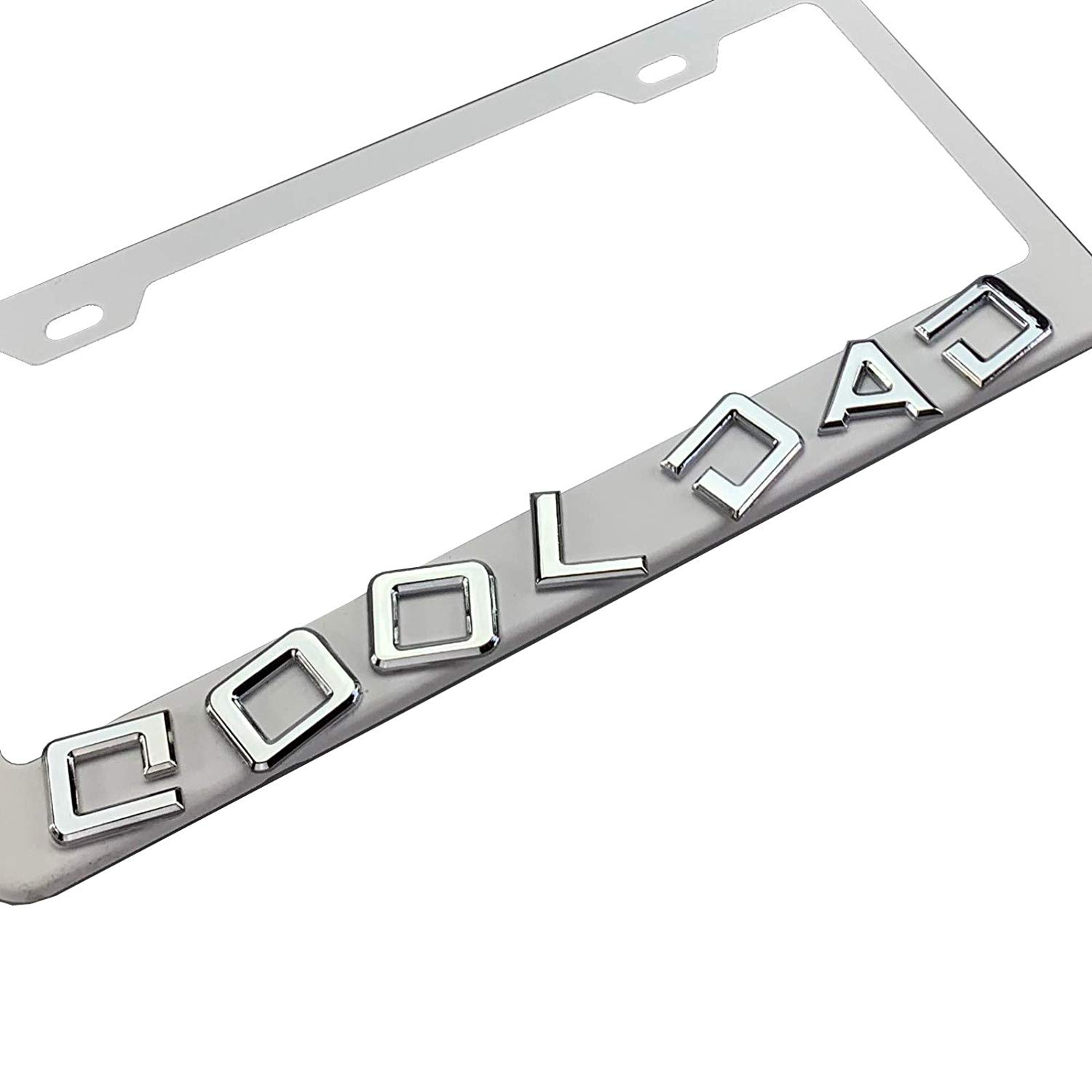 FAI Frame Ai 3D Text Personalized Metal Chrome Emblem Decals Polish Chrome T304 Stainless Steel License Plate Frame Holder Front Or Rear - White - Image 2
