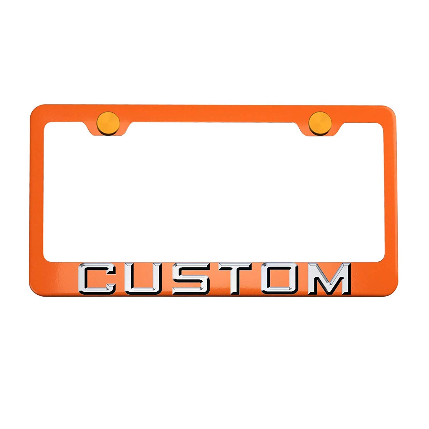 FAI Frame Ai 3D Text Personalized Metal Chrome Emblem Decals Polish Chrome T304 Stainless Steel License Plate Frame Holder Front Or Rear - Orange