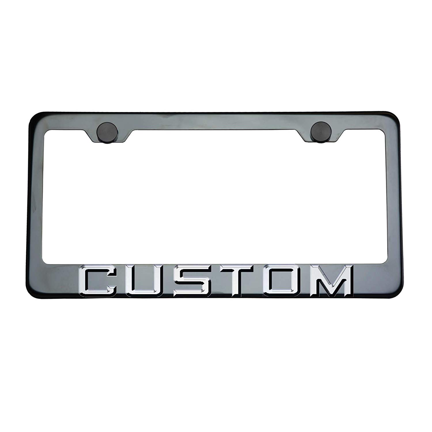 FAI Frame Ai 3D Text Personalized Metal Chrome Emblem Decals Polish Chrome T304 Stainless Steel License Plate Frame Holder Front Or Rear - Smoke Chrome