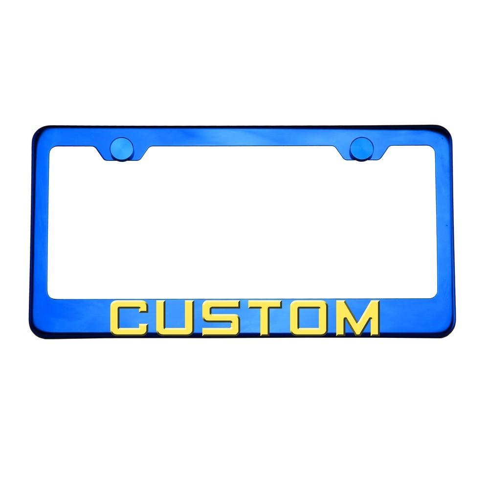 FAI Frame Ai 3D Text Personalized Metal Chrome Emblem Decals Polish Chrome T304 Stainless Steel License Plate Frame Holder Front Or Rear - Blue - Image 8