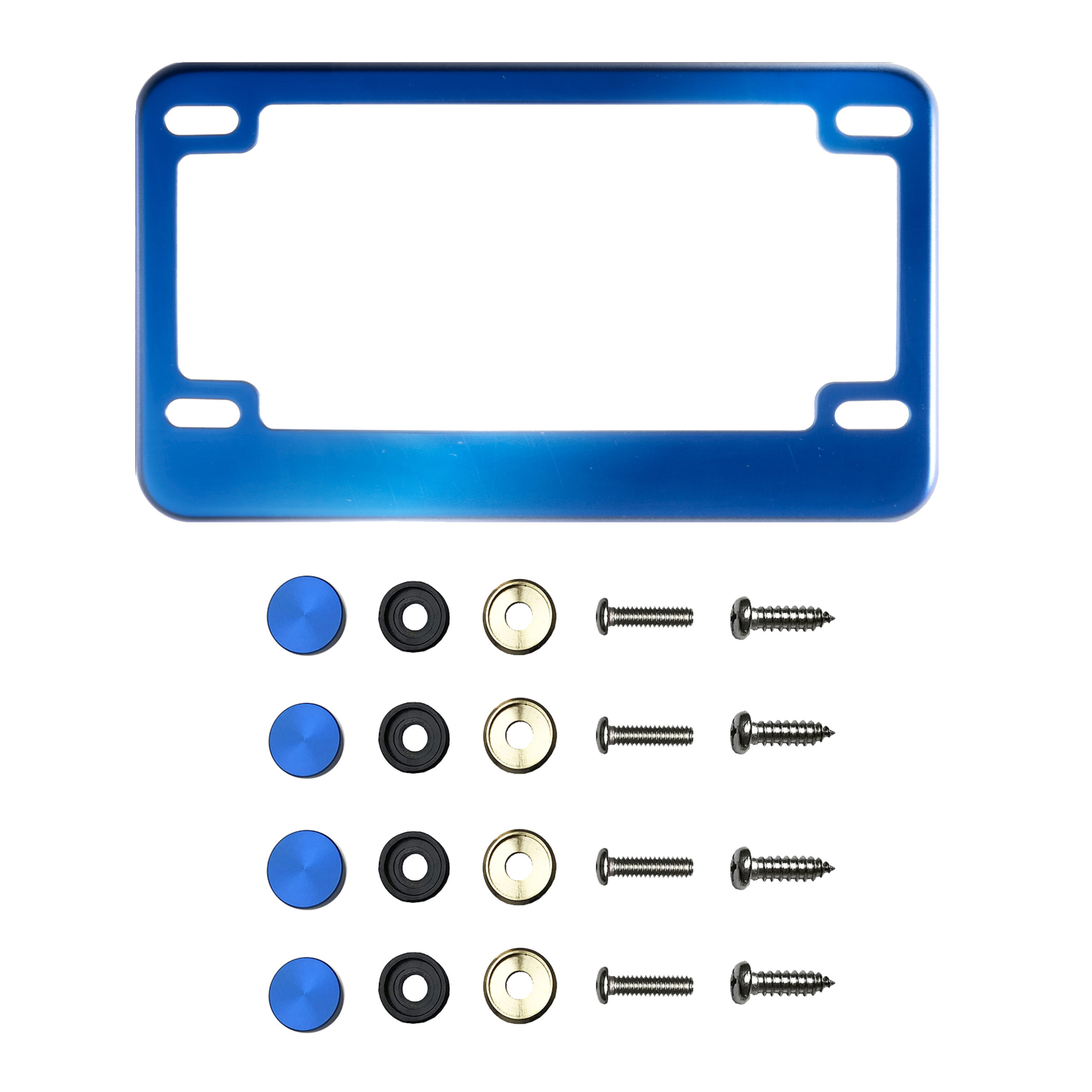 FAI Frame Ai T304 Stainless Steel Motocross License Plate Frame Holder Bracket - Blue Chrome