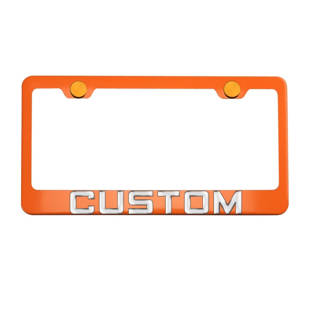 FAI Frame Ai 3D Text Personalized Metal Chrome Emblem Decals Polish Chrome T304 Stainless Steel License Plate Frame Holder Front Or Rear - Orange - Image 6