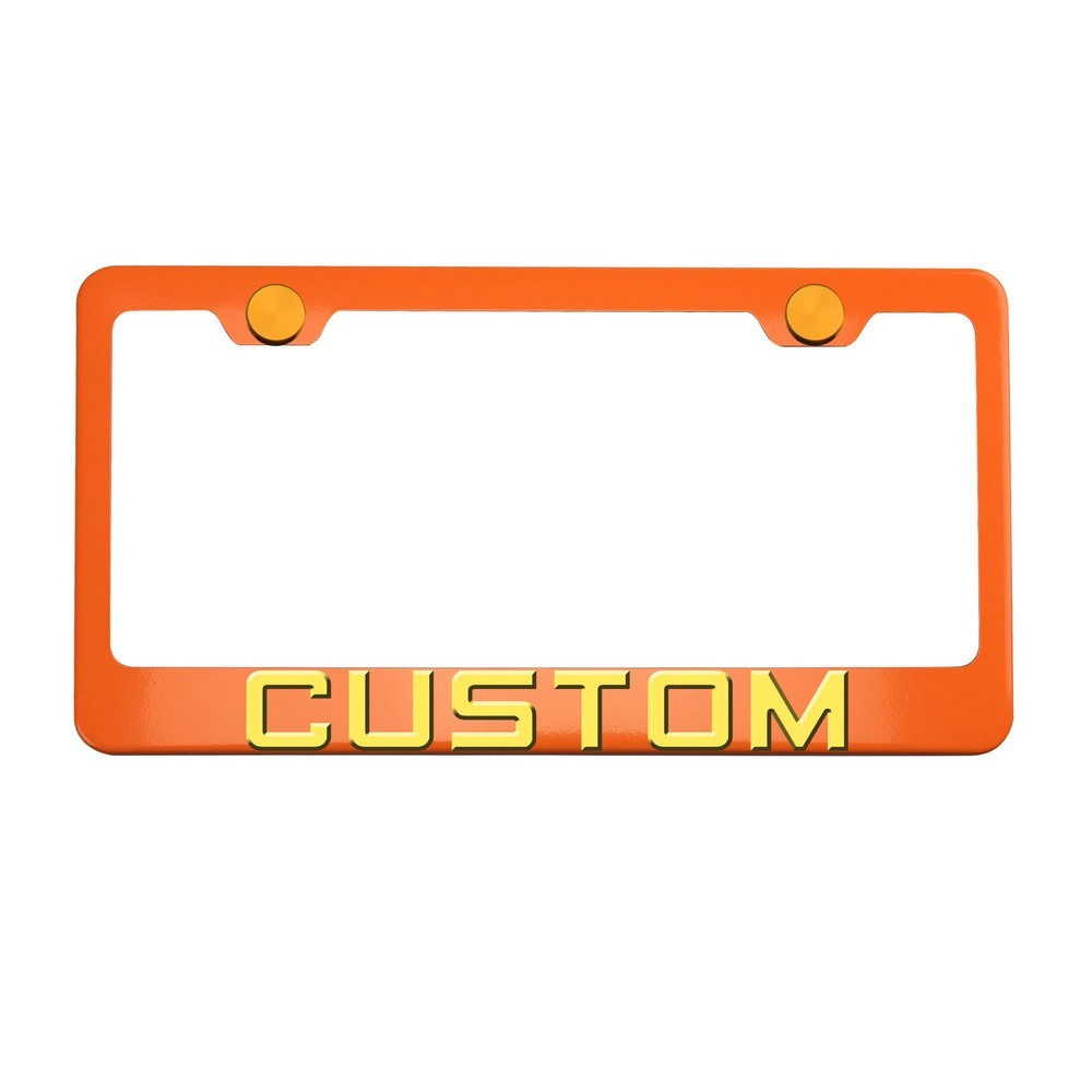 FAI Frame Ai 3D Text Personalized Metal Chrome Emblem Decals Polish Chrome T304 Stainless Steel License Plate Frame Holder Front Or Rear - Orange - Image 7