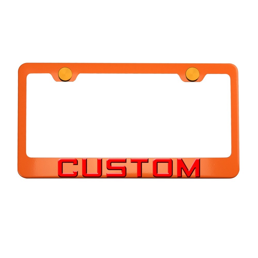 FAI Frame Ai 3D Text Personalized Metal Chrome Emblem Decals Polish Chrome T304 Stainless Steel License Plate Frame Holder Front Or Rear - Orange - Image 8