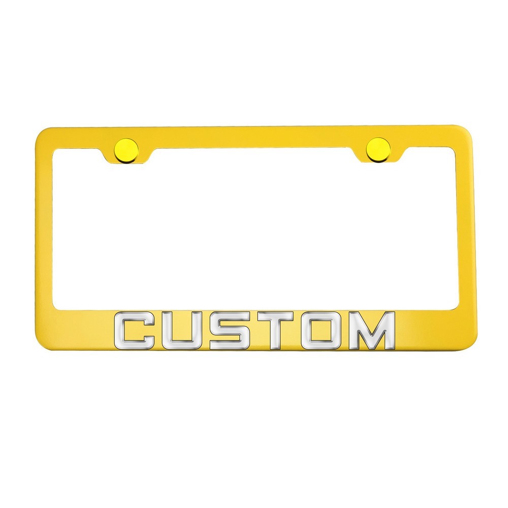 FAI Frame Ai 3D Text Personalized Metal Chrome Emblem Decals Polish Chrome T304 Stainless Steel License Plate Frame Holder Front Or Rear - Yellow - Image 7