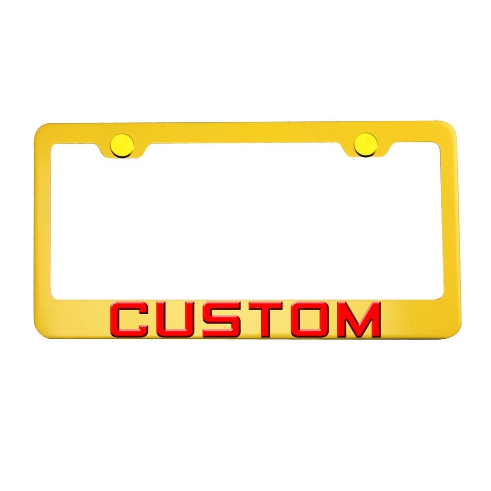 FAI Frame Ai 3D Text Personalized Metal Chrome Emblem Decals Polish Chrome T304 Stainless Steel License Plate Frame Holder Front Or Rear - Yellow - Image 9