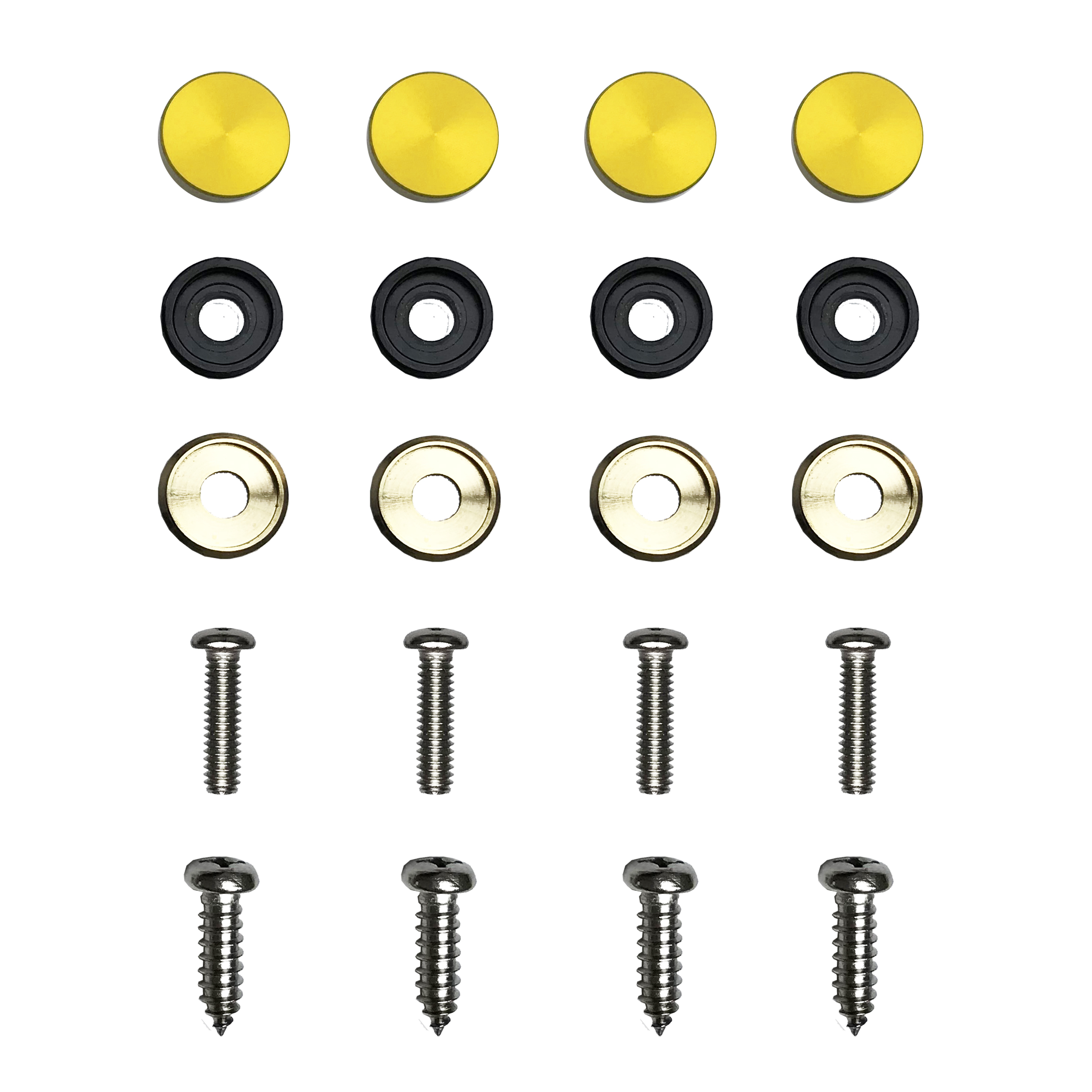 FAI Frame Ai Set of 4 Anti Rust Resistant Stainless Steel Screw Gold Aluminum Screw Caps for License Plate Frame