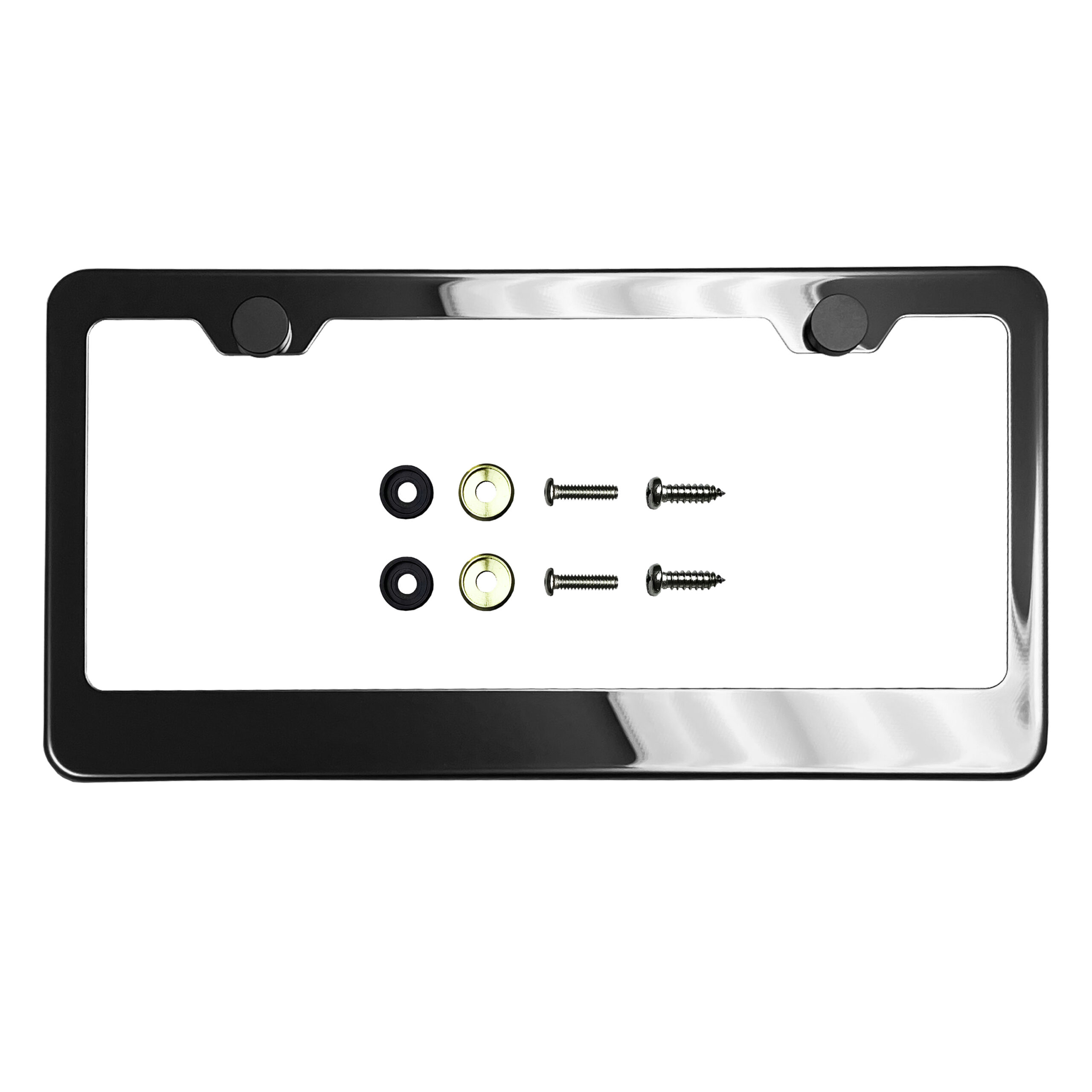 FAI Frame Ai T304 Stainless Steel Polish Mirror Stainless Steel License Plate Frame Holder Bracket - Smoke Black Chrome
