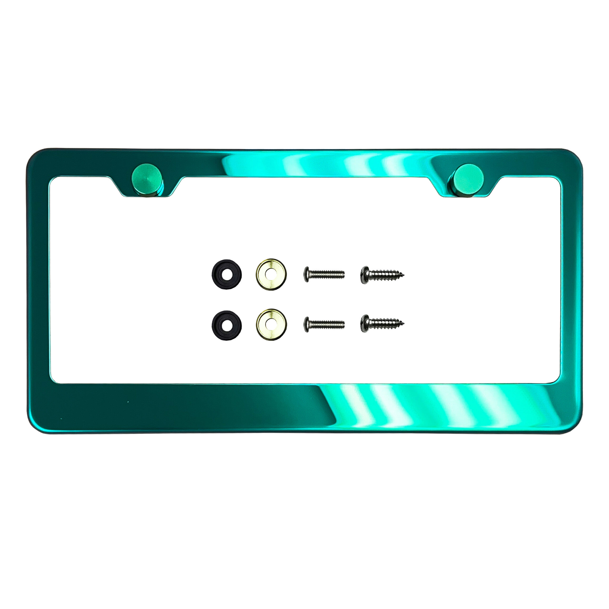 FAI Frame Ai T304 Stainless Steel Polish Mirror Stainless Steel License Plate Frame Holder Bracket - Green