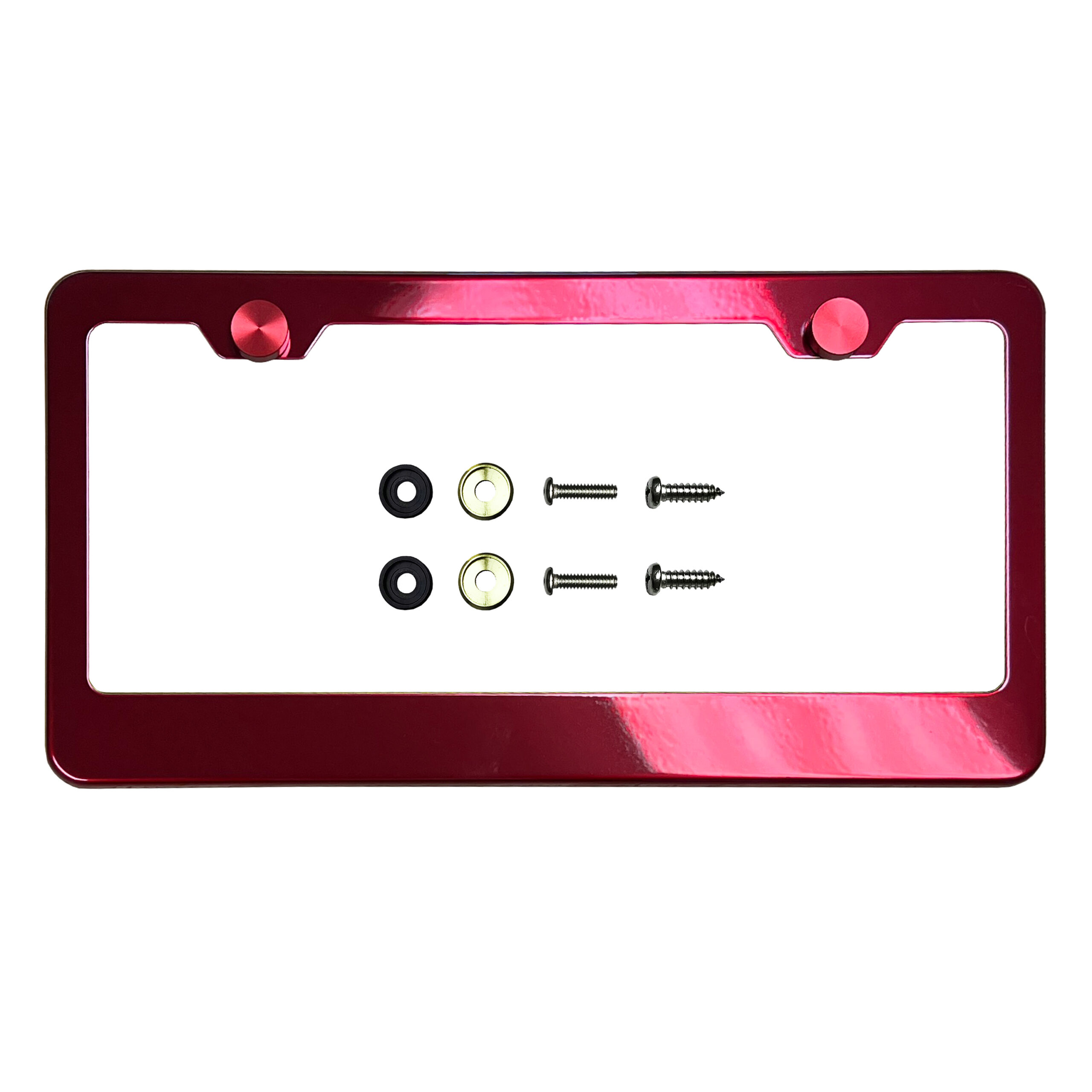 FAI Frame Ai T304 Stainless Steel Polish Mirror Stainless Steel License Plate Frame Holder Bracket - Candy Red
