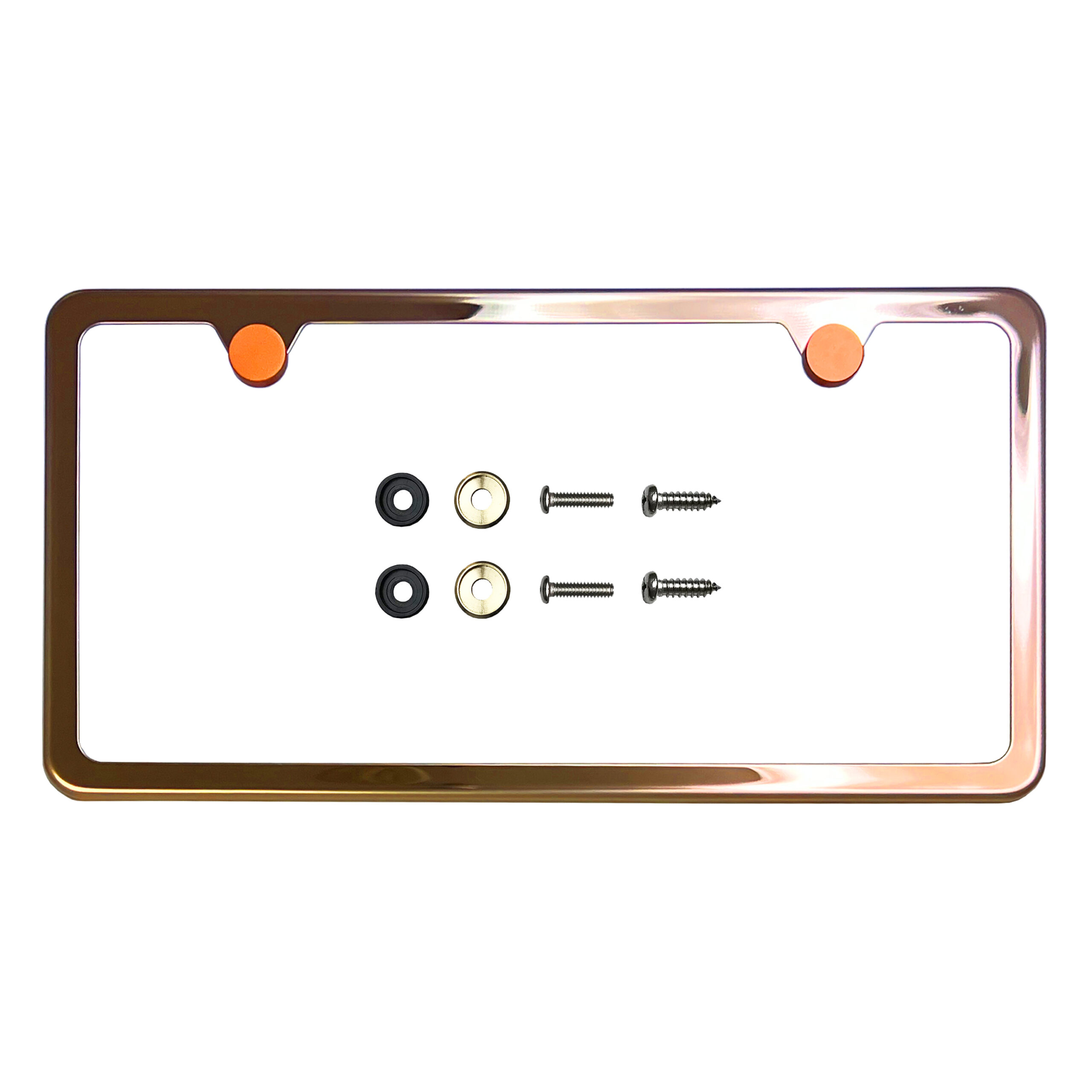 Flamax Stainless Steel License Plate Frames (2-Pack) - Mirror Polished, Rust-Proof With All Mounting Hardware