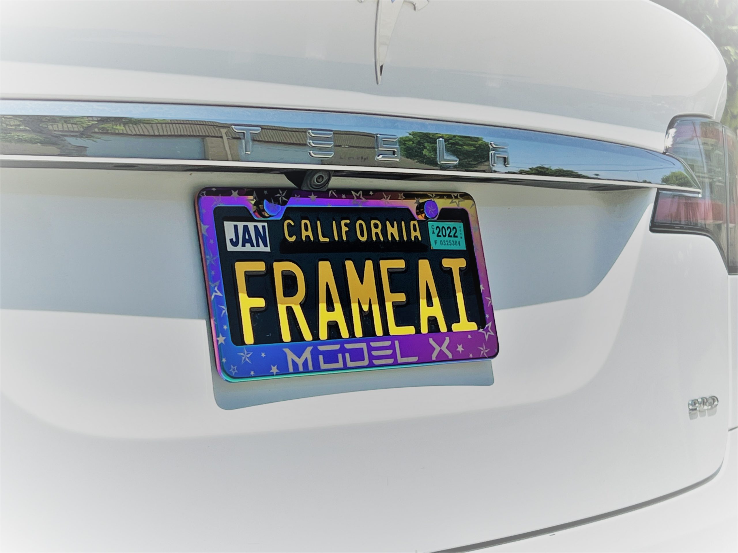 FAI Frame Ai Nautical Stars Pattern Personalized Customized your own text Laser Engraved Etched – T304 Stainless Steel License Plate Frame Holder Bracket with Metal Screw Caps – Neo Chrome - Image 2