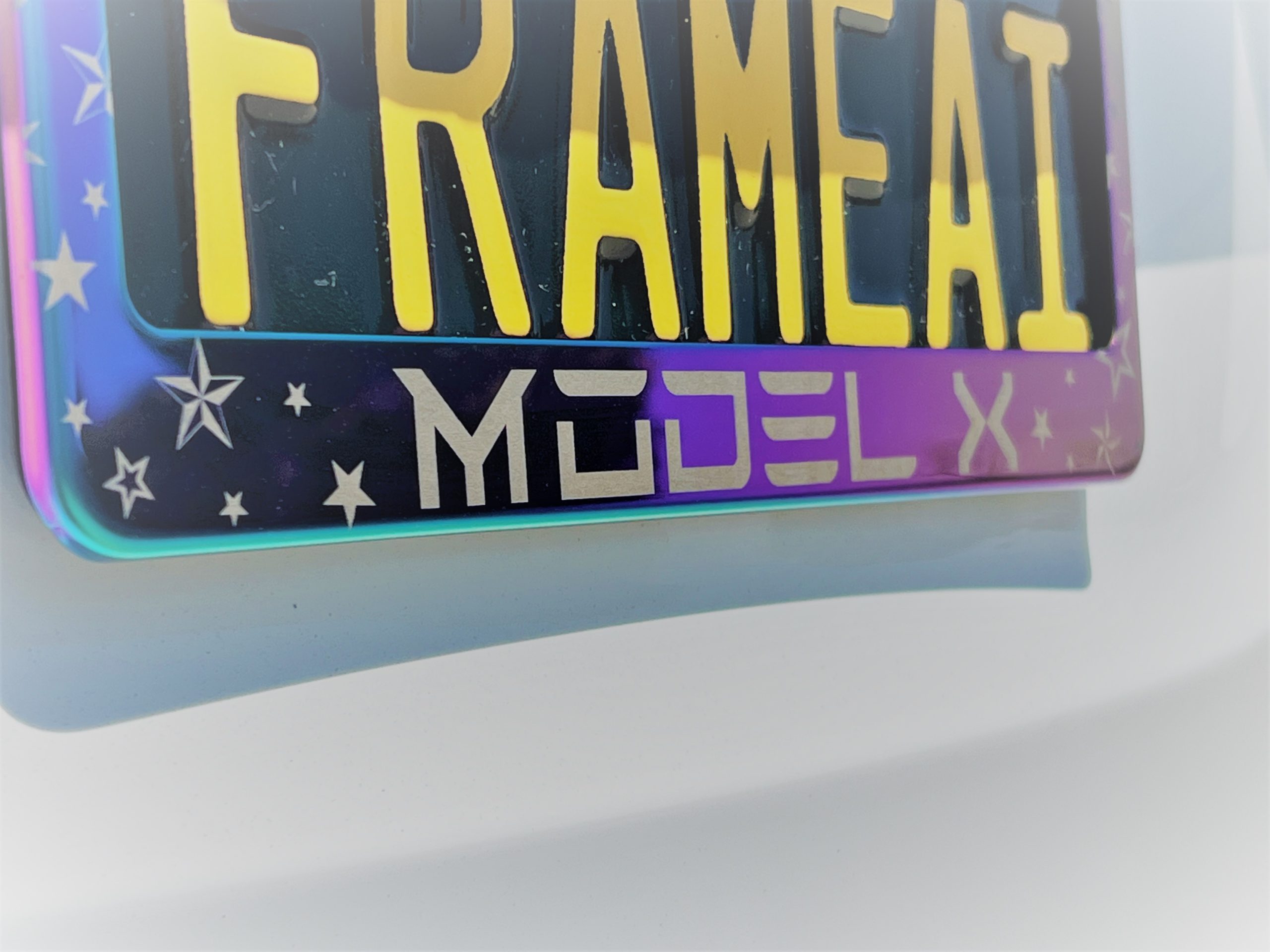 FAI Frame Ai Nautical Stars Pattern Personalized Customized your own text Laser Engraved Etched – T304 Stainless Steel License Plate Frame Holder Bracket with Metal Screw Caps – Neo Chrome - Image 4