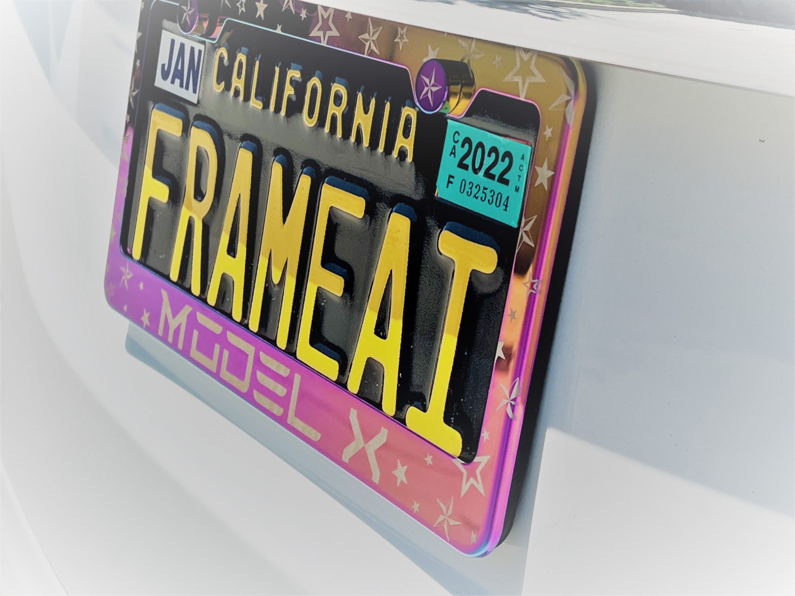 FAI Frame Ai Nautical Stars Pattern Personalized Customized your own text Laser Engraved Etched – T304 Stainless Steel License Plate Frame Holder Bracket with Metal Screw Caps – Neo Chrome - Image 5