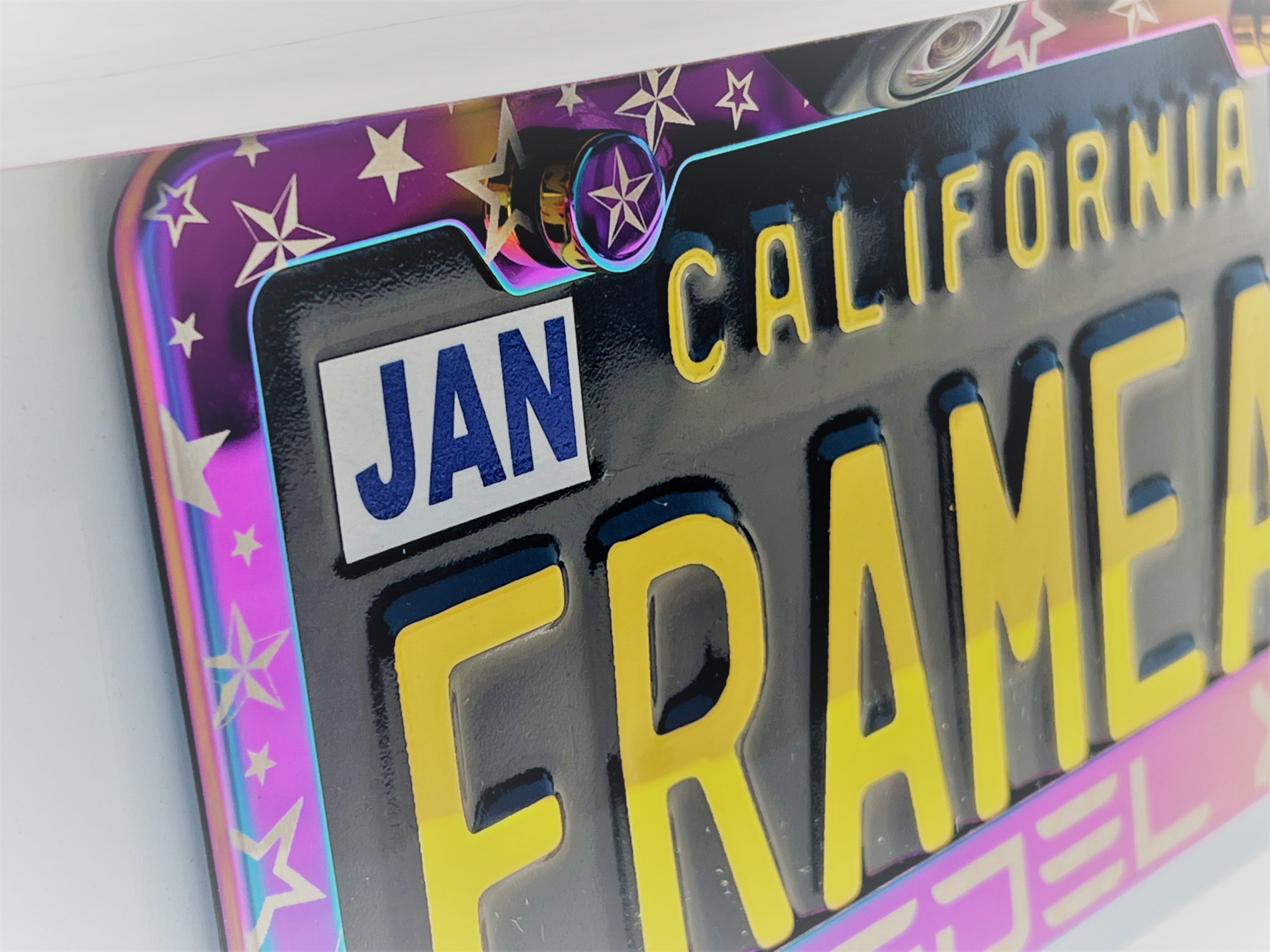 FAI Frame Ai Nautical Stars Pattern Personalized Customized your own text Laser Engraved Etched – T304 Stainless Steel License Plate Frame Holder Bracket with Metal Screw Caps – Neo Chrome - Image 7