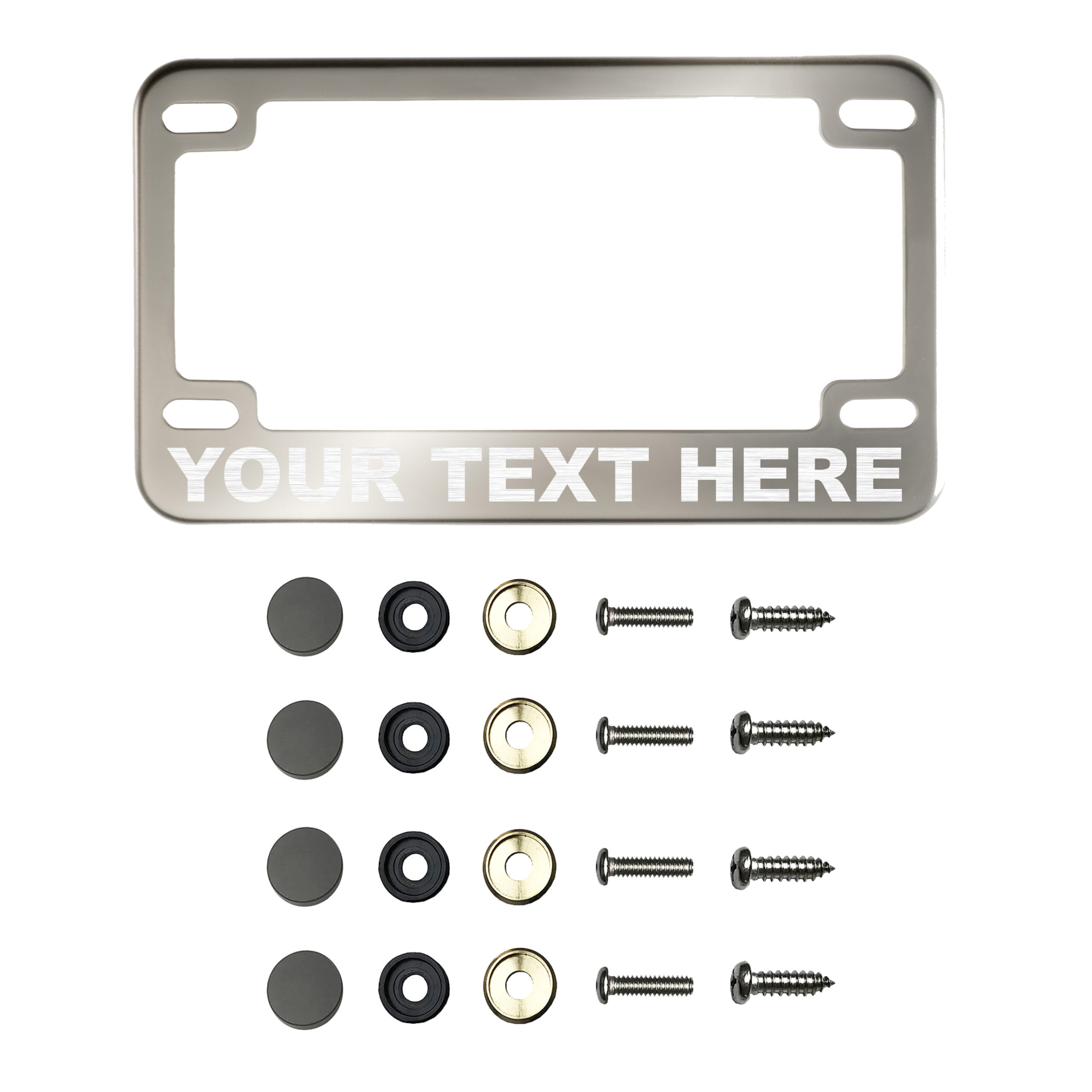 FAI Frame Ai T304 Stainless Steel Motocross Motorcycle Customized Laser etched License Plate Frame Holder Bracket - Smoke Black Chrome