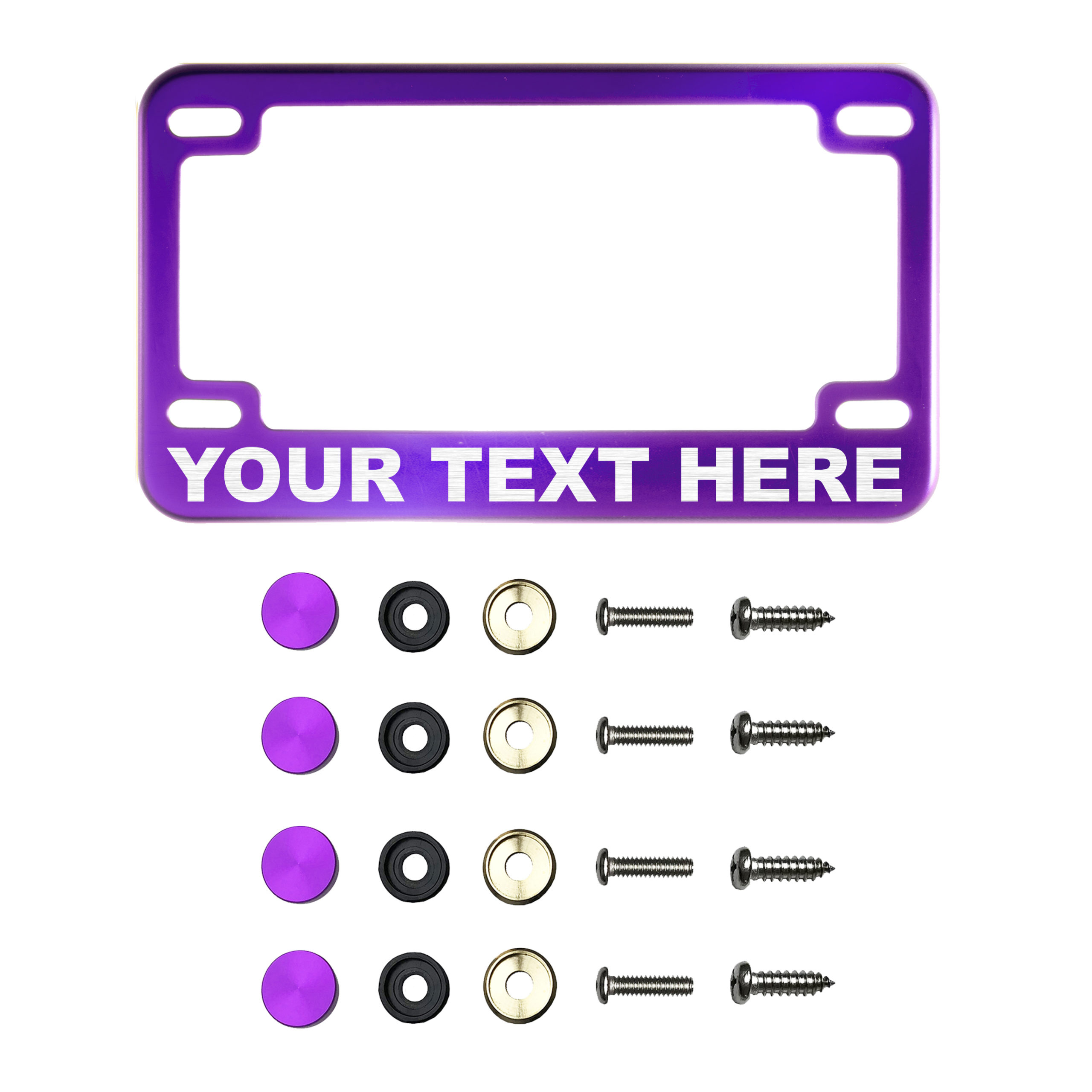 FAI Frame Ai T304 Stainless Steel Motocross Motorcycle Customized Laser etched License Plate Frame Holder Bracket - Purple Chrome