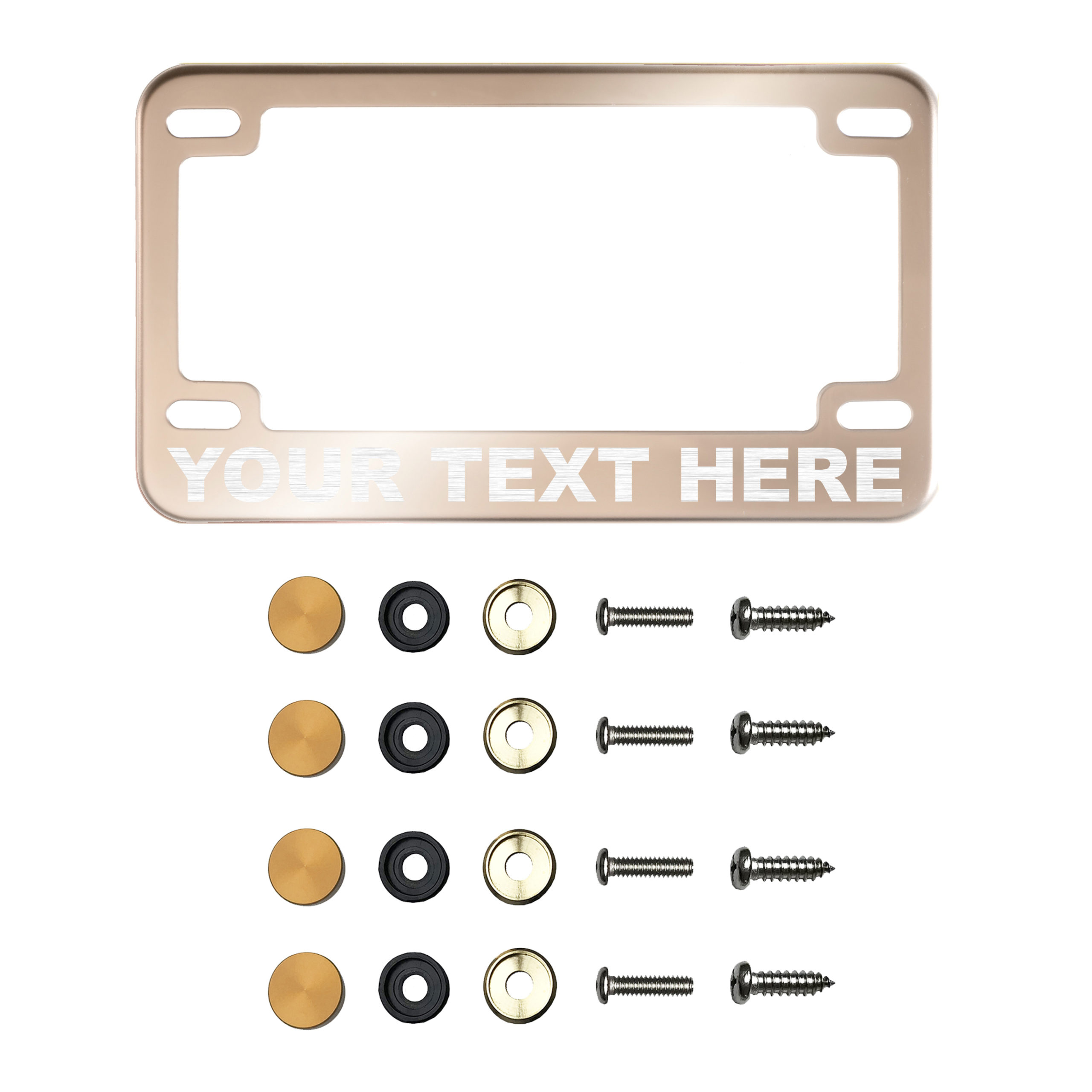 FAI Frame Ai T304 Stainless Steel Motocross Motorcycle Customized Laser etched License Plate Frame Holder Bracket - Rose Gold Chrome