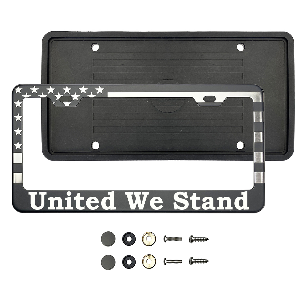 FAI Frame Ai Customize USA American Flag License Plate Frame Laser Engraved Etched – T304 Stainless Steel License Plate Frame Holder Bracket – Matte Black - Image 5